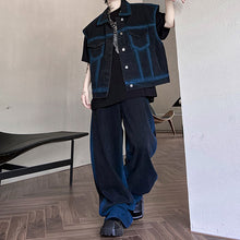 Load image into Gallery viewer, Contrast Color Sleeveless Denim Vest and Retro Wide-leg Trousers Two-piece Set
