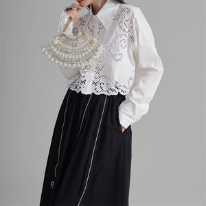 Vintage Hollow Crochet Shirt