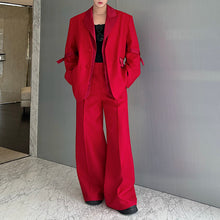 Load image into Gallery viewer, Retro Detachable Tie Sleeves Suit Wide-leg Trousers Two-piece Suit
