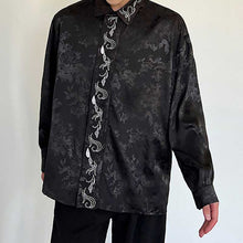 Load image into Gallery viewer, Embroidered Graphic Satin Long Sleeve Shirt
