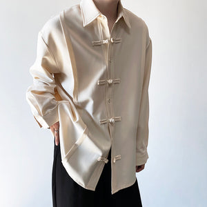 Button Lapel Loose Shirt