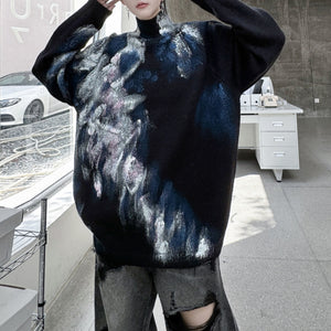 Hand-painted Pattern Pullover Sweater