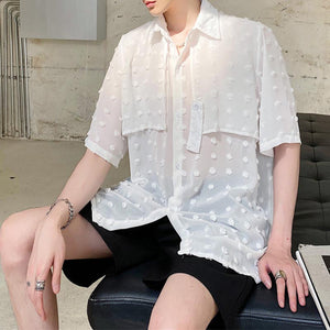 Thin Breathable Polka Dot Short Sleeve Shirt