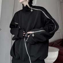 Load image into Gallery viewer, High Collar Zipper Solid Color Sweatshirt
