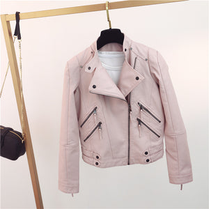 PU Leather Short Slim Jacket