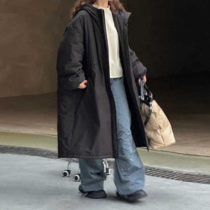 Casual Hooded Cotton Loose-fitting Long Coat