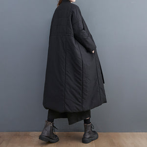 Straight Collar Single Breasted Long Drawstring Coat