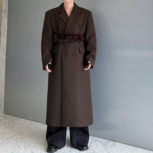 Vintage Faux Fur Belted Long Coat