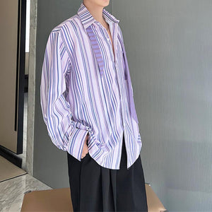 Ties Vertical Stripes Long Sleeves Shirts