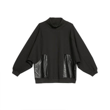 Load image into Gallery viewer, Paneled PU Leather Dolman Sleeve Pocket T-Shirt
