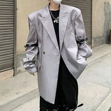 Load image into Gallery viewer, Liquid Metal Streamer Shoulder Pads Suit Jacket
