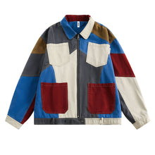 Load image into Gallery viewer, Lapel Colorblock Zip-Up Worker Jacket
