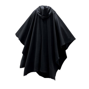 Dark Black Long Bat Sleeve Hooded Cape