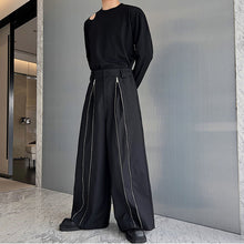 Load image into Gallery viewer, Zippered Retro Straight Casual Wide Leg Trousers
