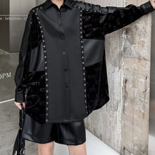 Load image into Gallery viewer, Retro Loose Spliced PU Leather Shirt
