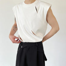 Load image into Gallery viewer, Ripped Shoulder Pads Sleeveless Tank Top
