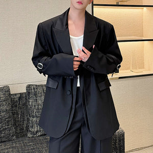 Retro Detachable Tie Sleeves Suit Wide-leg Trousers Two-piece Suit