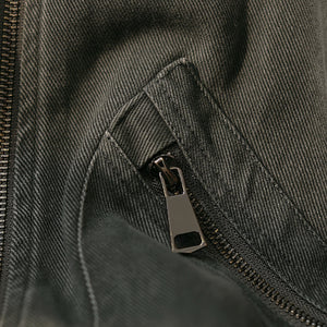 Washed Cargo Lapel Leather Collar Jacket