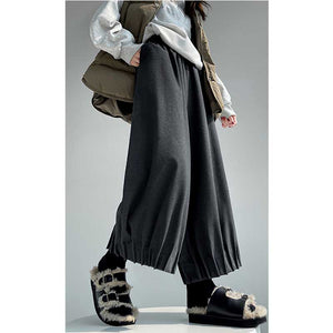 Woolen High Waist Straight Trousers