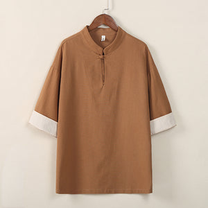 Loose Cotton And Linen Short Sleeves