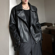 Load image into Gallery viewer, PU Leather Lapel Side Pocket Jacket
