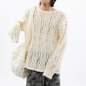 Textured Hollow Long-sleeved Sweater