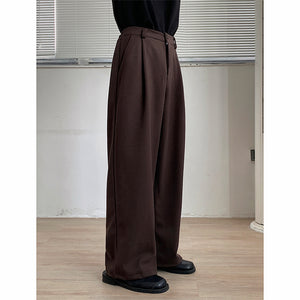 Thickened Twill Semi-elastic Wide-leg Loose Trousers