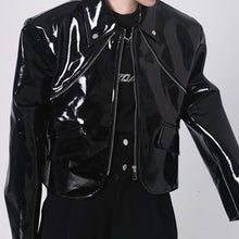 Load image into Gallery viewer, PU Glossy-leather Cropped Jacket
