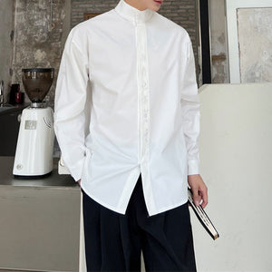 Solid Color Retro Small Stand Collar Shirt