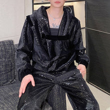 Load image into Gallery viewer, Loose Sequined Casual Shirt and Pants Suit Two Piece Sets
