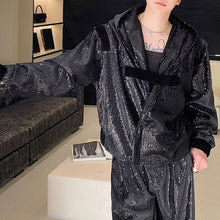 Load image into Gallery viewer, Loose Sequined Casual Shirt and Pants Suit Two Piece Sets
