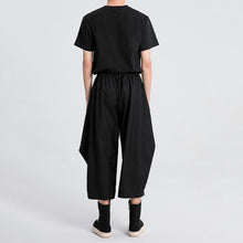 Load image into Gallery viewer, Black Tapered Cropped Straight-leg Casual Pants
