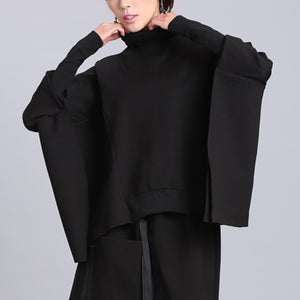 Bat-shirt High Collar Irregular Pullover Sweatshirt