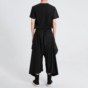 Black Irregular Casual Wide-leg Pants