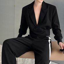 Load image into Gallery viewer, Shoulder Pad Short Jacket Wide Leg Pants Two Pieces Suit
