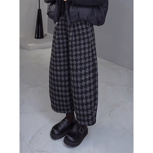 Retro Thickened Plaid Casual Pants