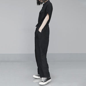 Black Vintage Cargo Jumpsuit