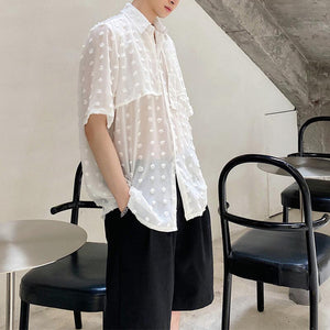 Thin Breathable Polka Dot Short Sleeve Shirt