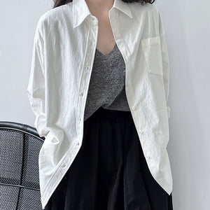 Loose POLO Collar Casual Long-sleeved Shirt