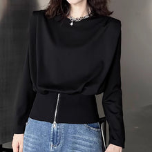 Load image into Gallery viewer, Solid Shoulder Pad Long Sleeve T-shirt
