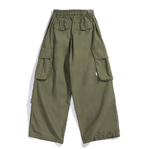 Solid Color Multi-Pocket Cargo Pants