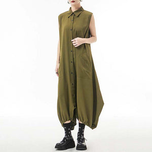 Lapel Sleeveless Jumpsuit