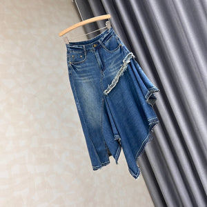 Irregular Patchwork Denim Skirt