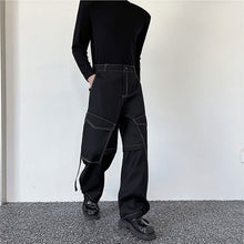 Load image into Gallery viewer, Topstitched Pockets Straight-leg Wide-leg Cargo Pants
