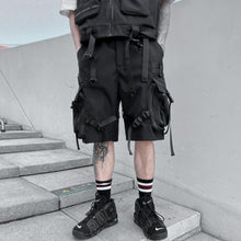 Load image into Gallery viewer, Big Pocket Loose Black Casual Shorts
