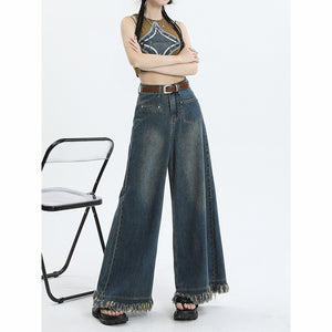 Raw Edge Vintage Wide Leg Jeans