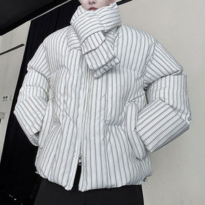 Striped Scarf Thick Cotton Coat