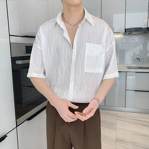 Summer Pleated Three-quarter Sleeve Shirt