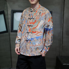 Load image into Gallery viewer, Patterned Stand Collar Button Down Shirt
