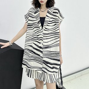 Zebra Print Sleeveless Casual Suit